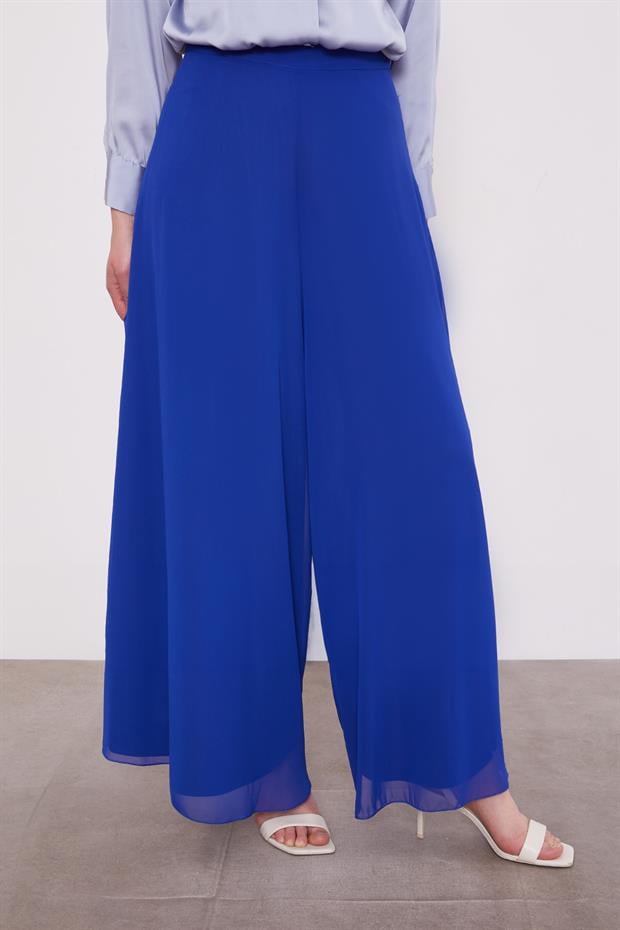 Saks Geniş Paçalı Şifon Pantolon
