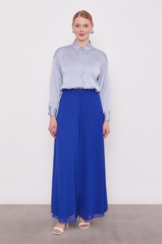 Saks Geniş Paçalı Şifon Pantolon