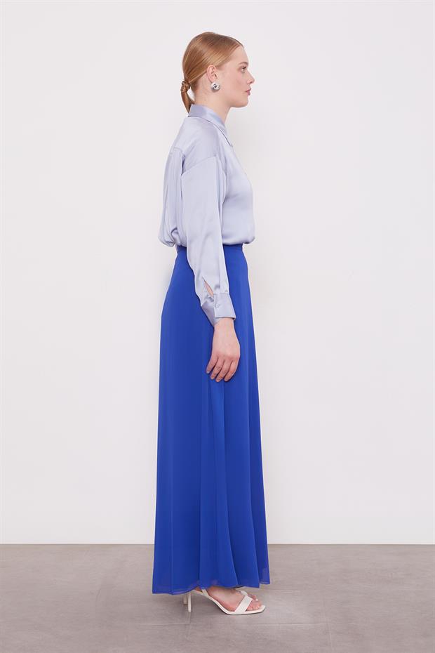 Saks Geniş Paçalı Şifon Pantolon