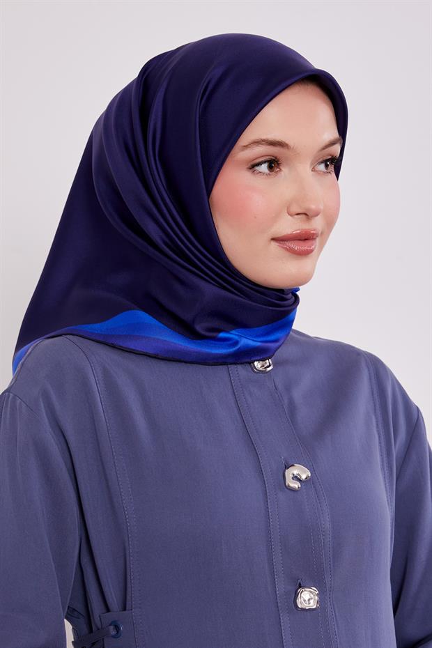 Saks Kenar Bordürlü Twill İpek Eşarp