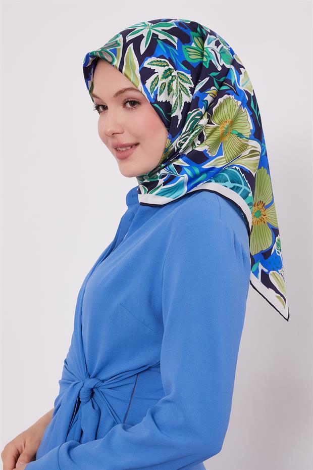 Saks Petunya Desen Twill İpek Eşarp