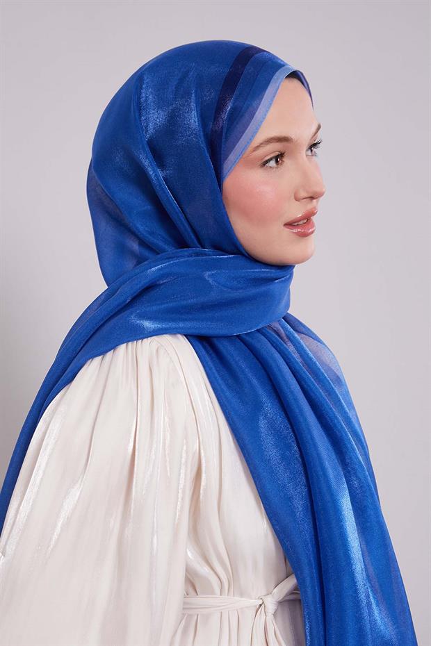 Saks Renk Geçişli Kehribar Şal