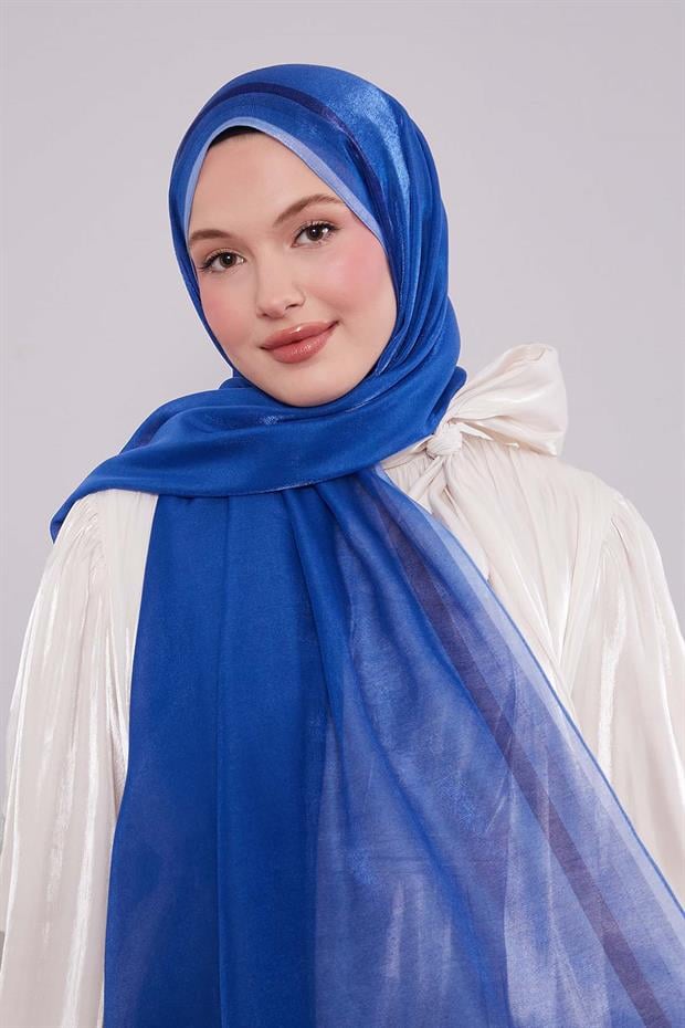 Saks Renk Geçişli Kehribar Şal