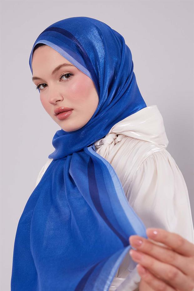 Saks Renk Geçişli Kehribar Şal