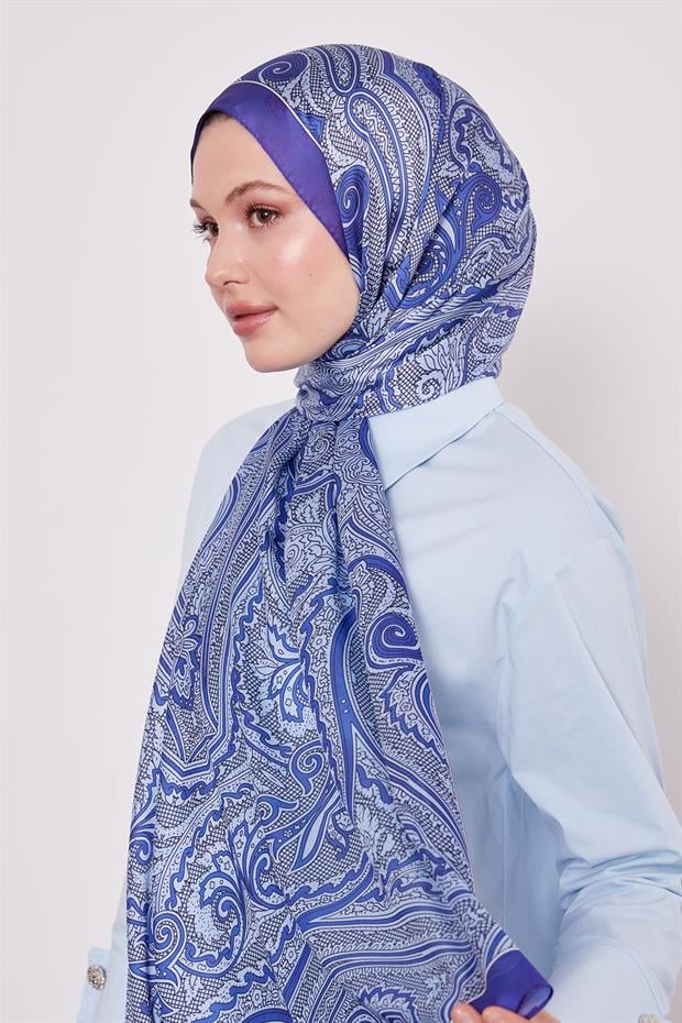 Saks Sarmal Hint İpeği Şal