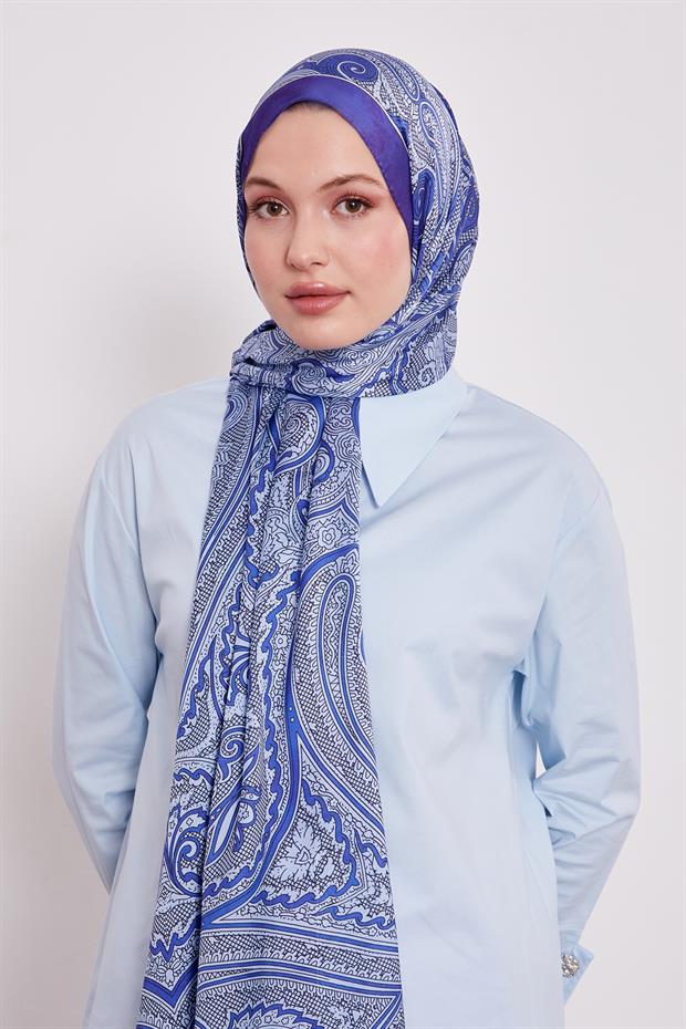 Saks Sarmal Hint İpeği Şal