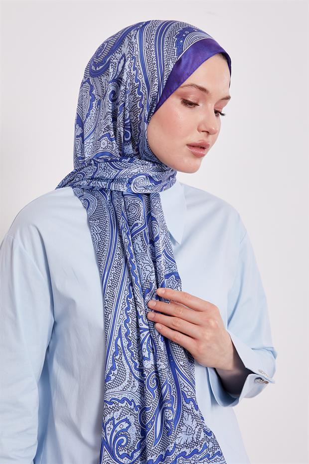 Saks Sarmal Hint İpeği Şal