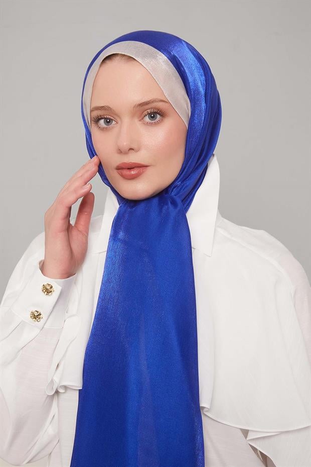 Saks Şerit Desen Kehribar Şal