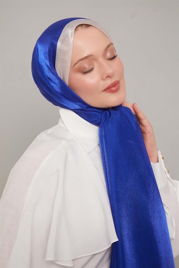 Saks Şerit Desen Kehribar Şal