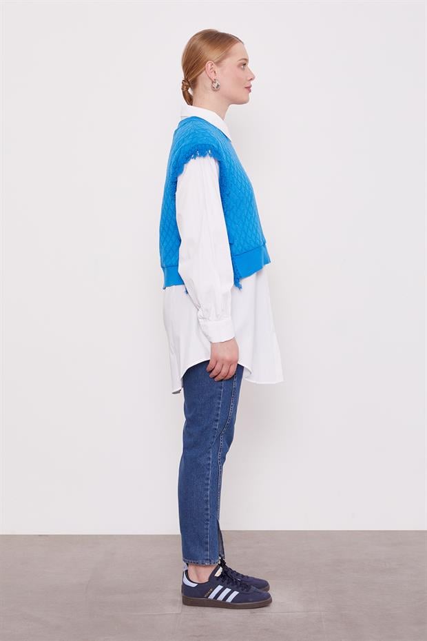 Saks Triko Yelekli Gömlek İkili Takım