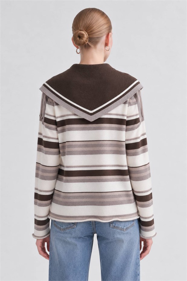 Şal Yaka Sweatshirt Bej