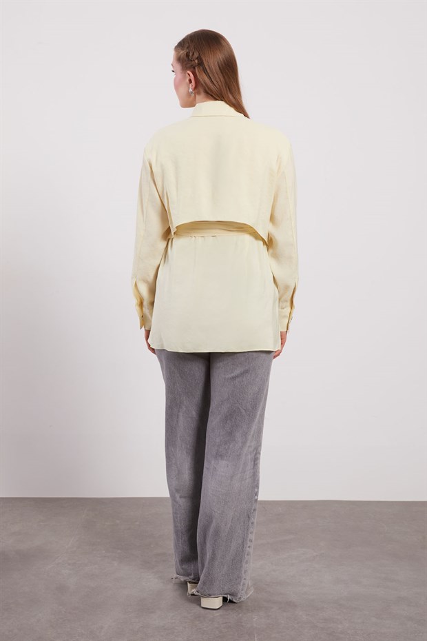 Sarı Asimetrik Katmanlı Gömlek