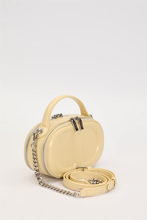 Sarı Çift Fermuarlı El Çantası
