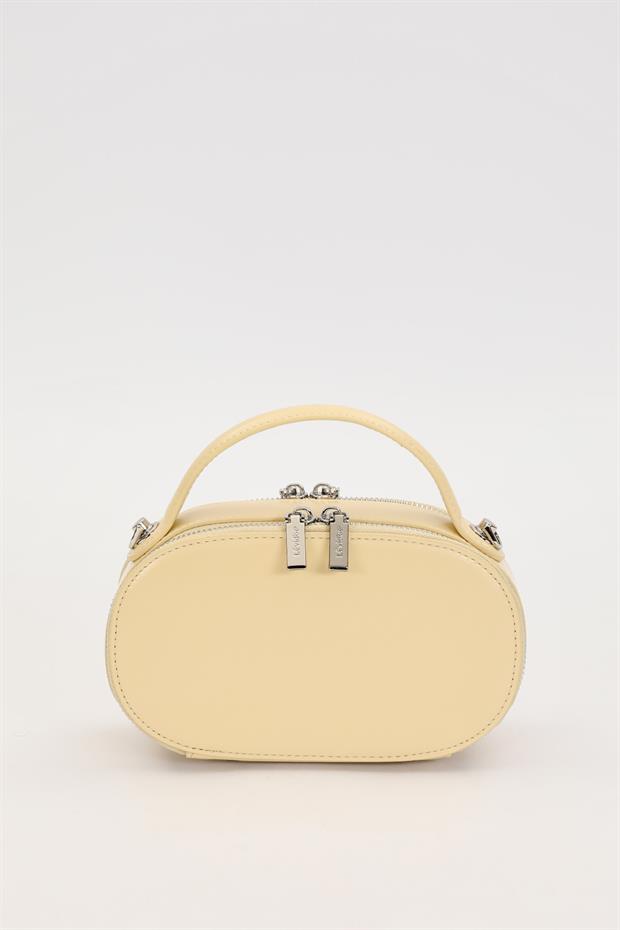 Sarı Çift Fermuarlı El Çantası