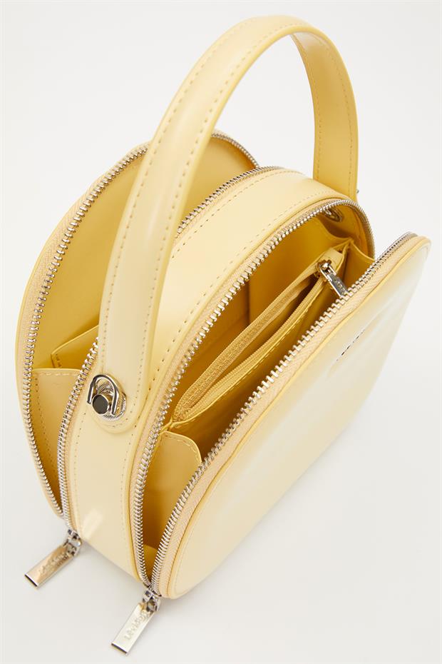 Sarı Çift Fermuarlı Omuz Çantası