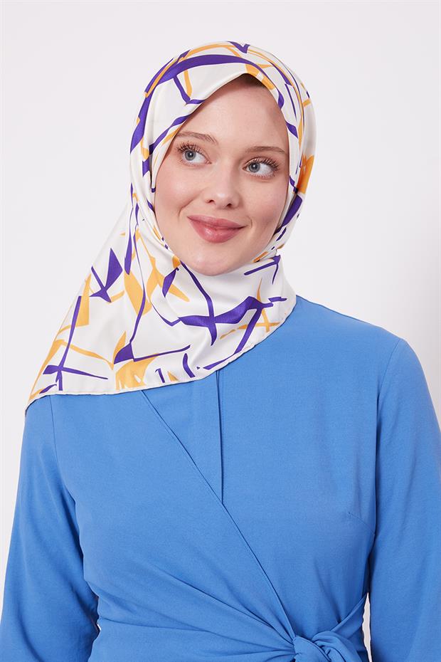 Sarı Crack Desen Trend Twill Eşarp