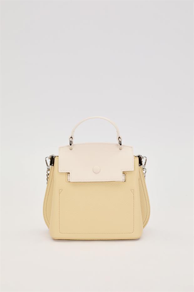 Sarı İnci Askı Detaylı El Çantası