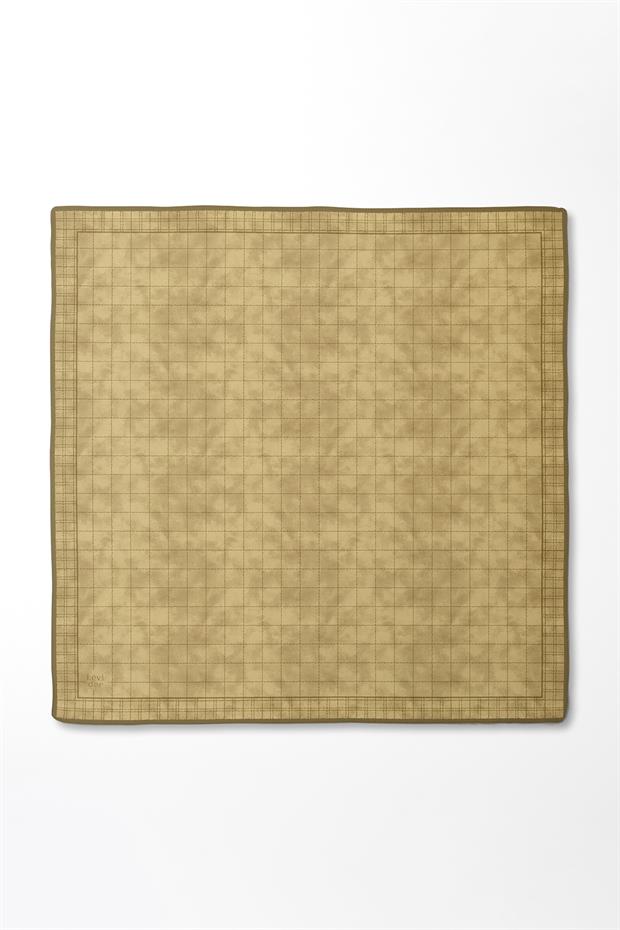 Sarı Kareli Twill İpek Eşarp