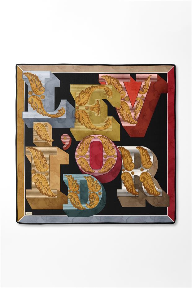 Sarı Karışık Desen Twill İpek Eşarp