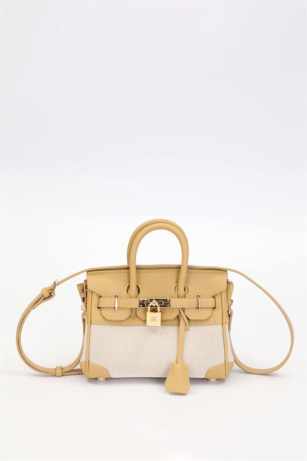 Sarı Kilit Detay El Çantası