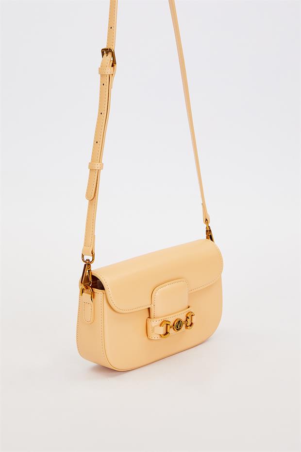 Sarı Kilit Zincirli Omuz Çantası