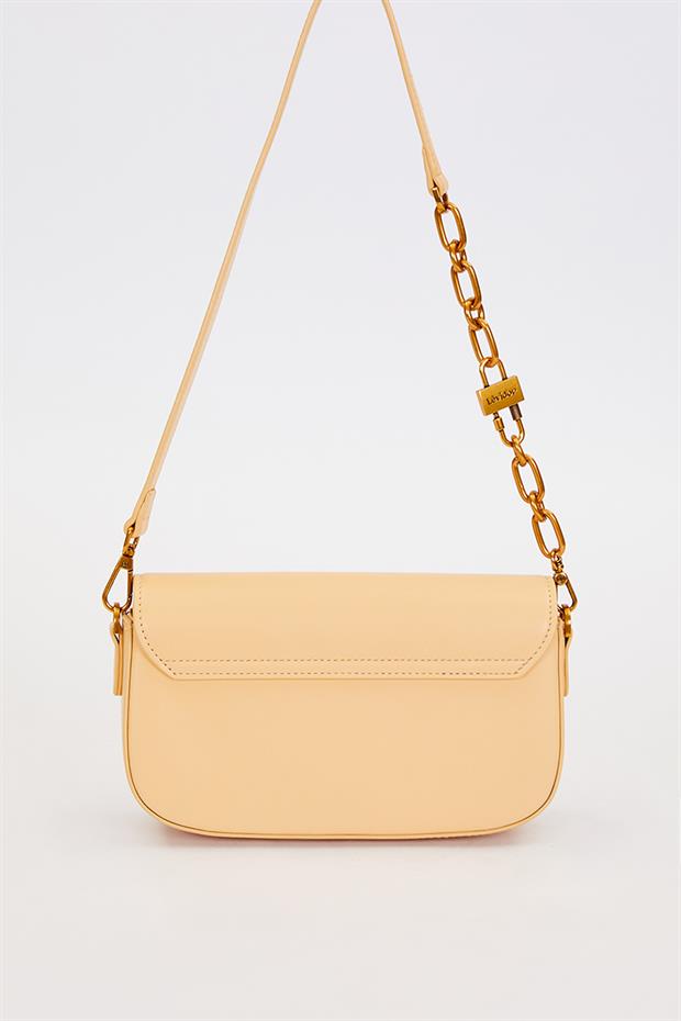 Sarı Kilit Zincirli Omuz Çantası