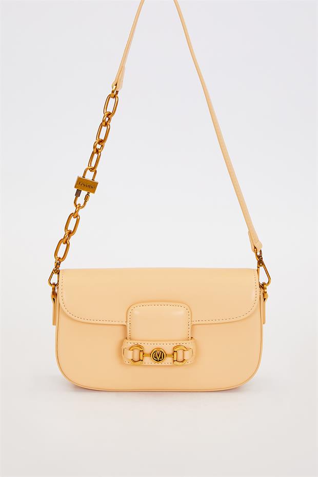 Sarı Kilit Zincirli Omuz Çantası