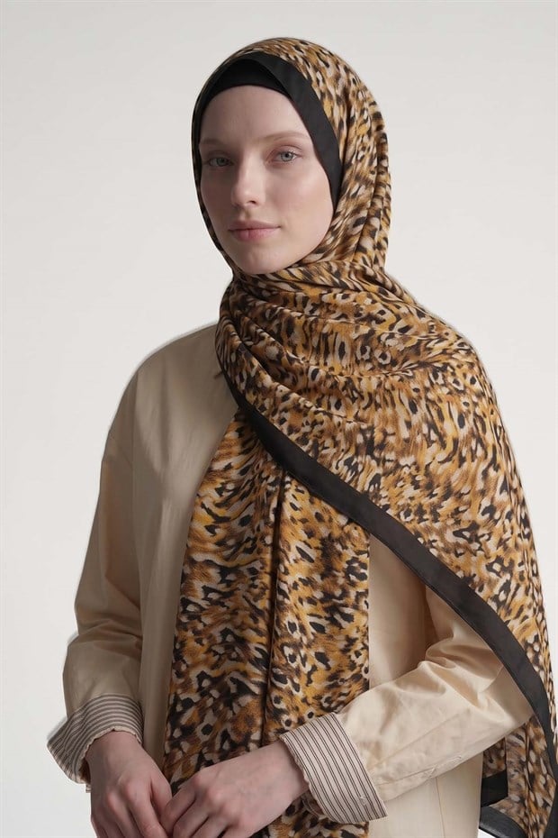Sarı Leopar Dokulu Sport Şal