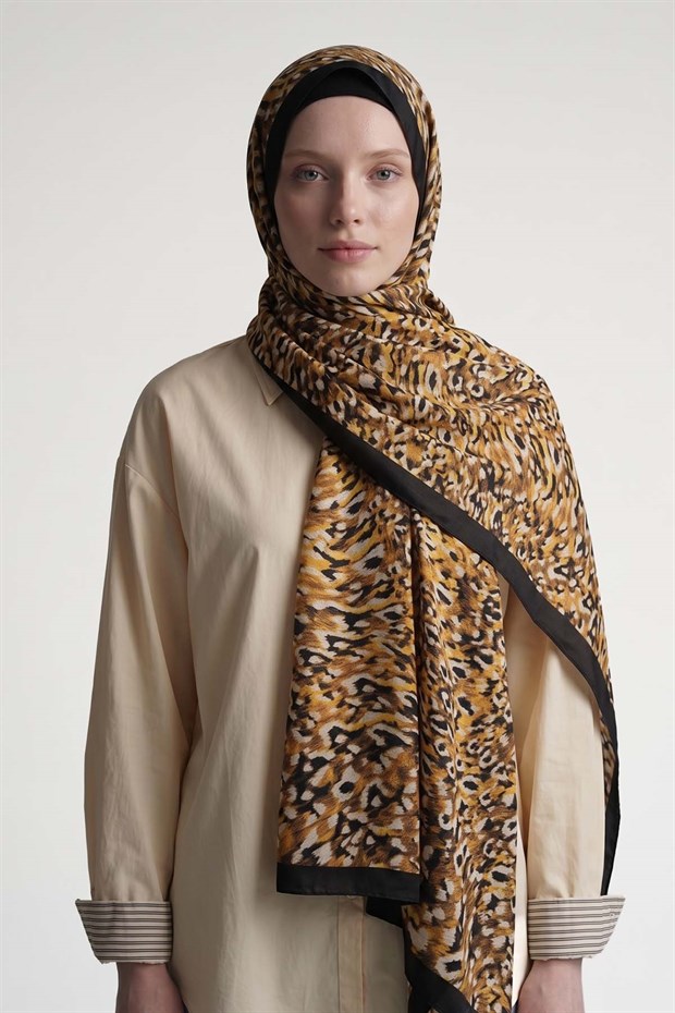 Sarı Leopar Dokulu Sport Şal