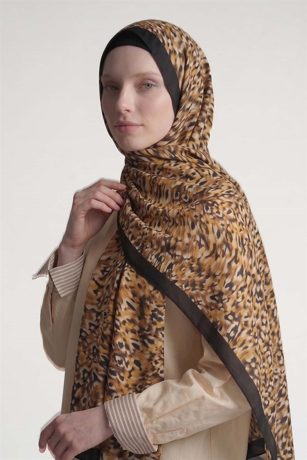 Sarı Leopar Dokulu Sport Şal