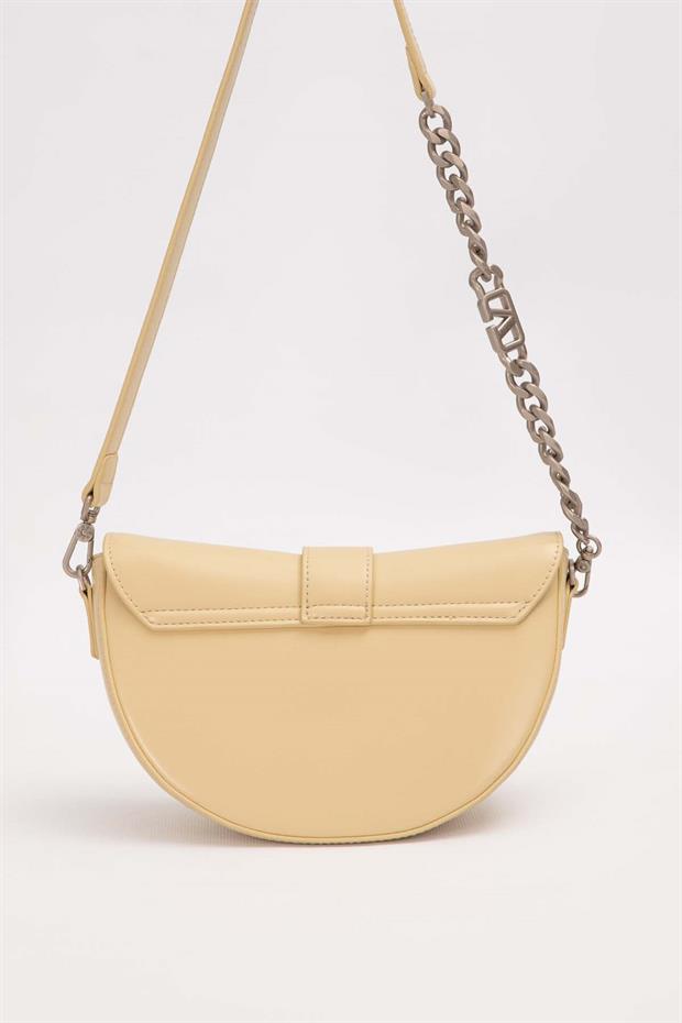 Sarı Logo Zincir Detaylı Omuz Çantası