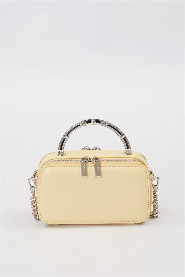 Sarı Metal Askı Detay Omuz Çantası