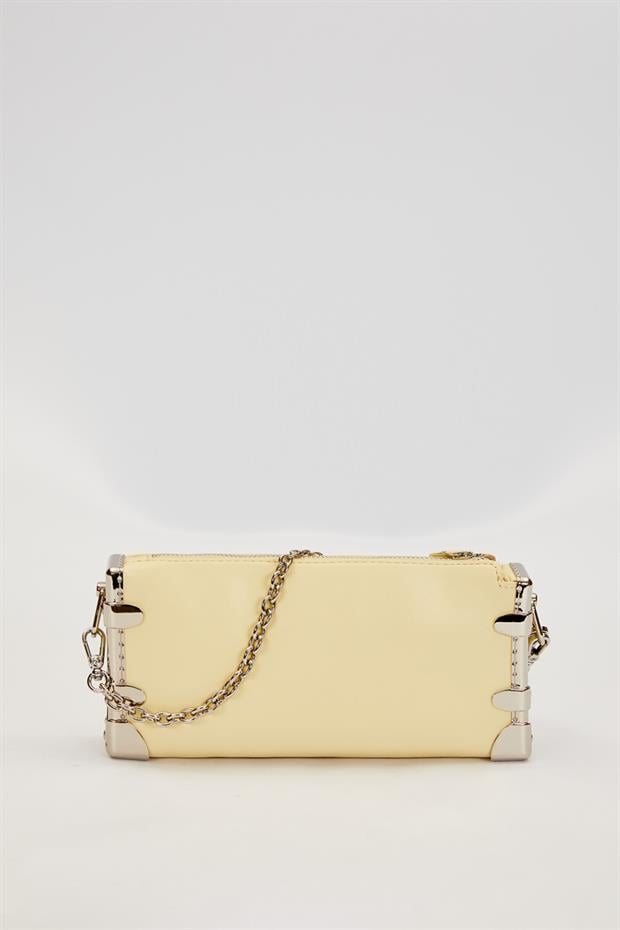 Sarı Metal Köşeli Omuz Çantası