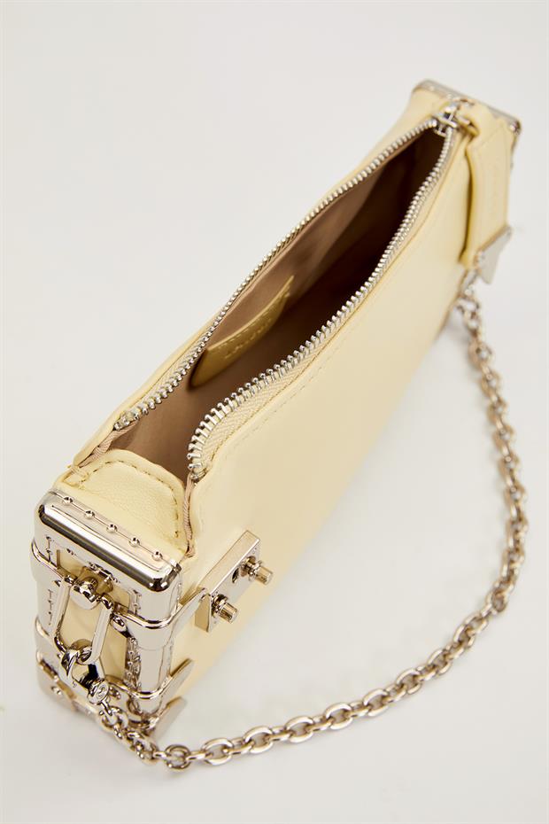 Sarı Metal Köşeli Omuz Çantası