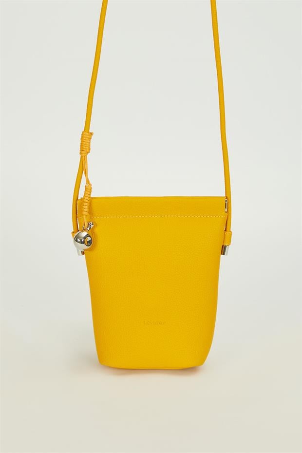 Sarı Metal top Aksesuarlı Omuz Çantası