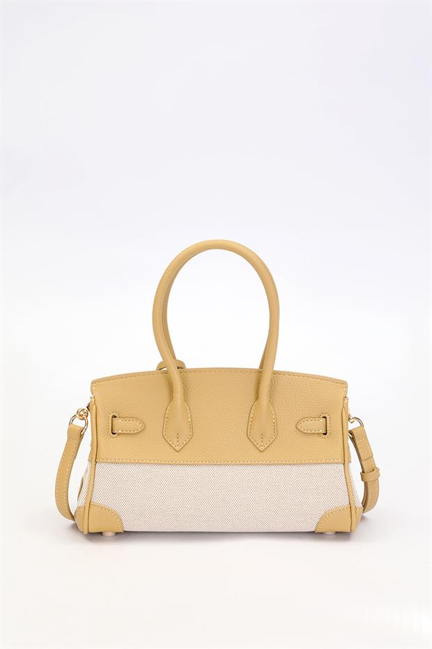 Sarı Oval Kilit Detay El Çantası