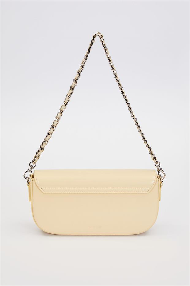 Sarı Silver Kilit Detaylı Omuz Çantası