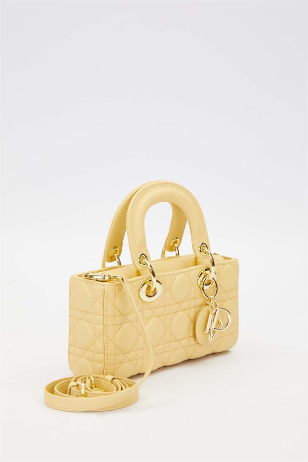 Sarı Zincir Askı Aksesuarlı El Çantası