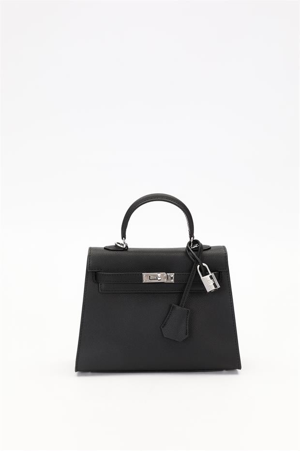 Siyah Aksesuar Kilit El Çantası