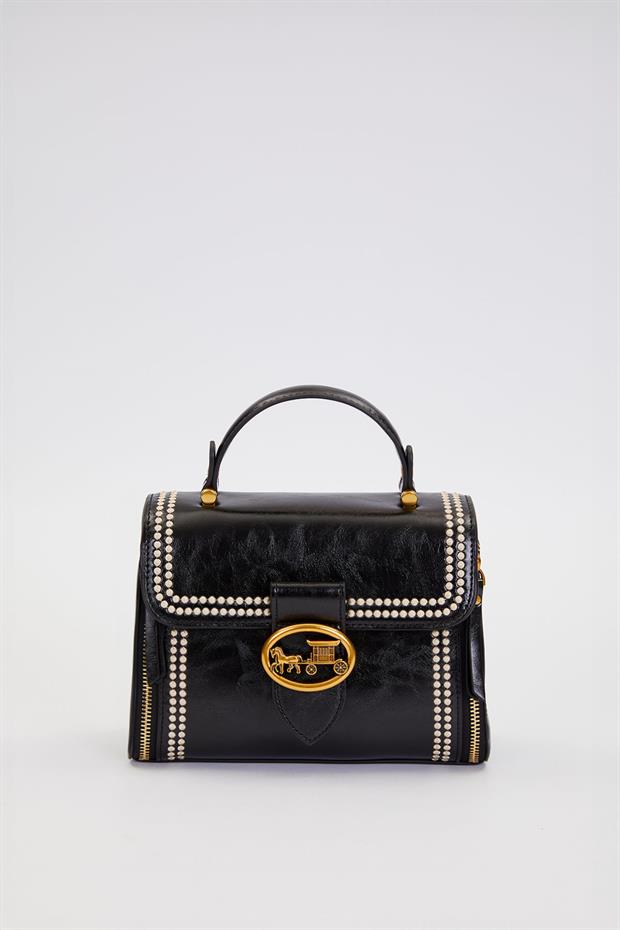 Siyah Aksesuar Kilitli El Çantası