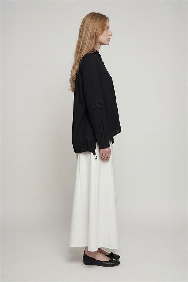 Siyah Asimetrik Kesim Gömlek