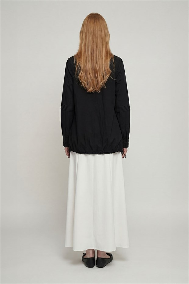 Siyah Asimetrik Kesim Gömlek