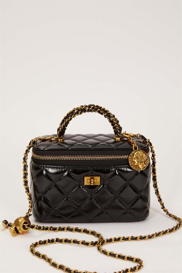 Siyah Ayarlanabilir Askılı Kutu Form El Çantası