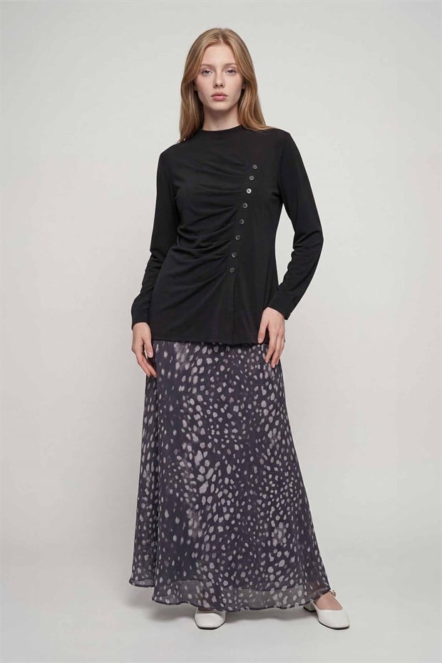 Siyah Bambi Desen Etek