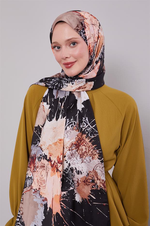 Siyah Batik Desen Twill Şal