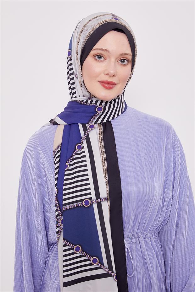 Siyah - Bej Zincir Desen Love