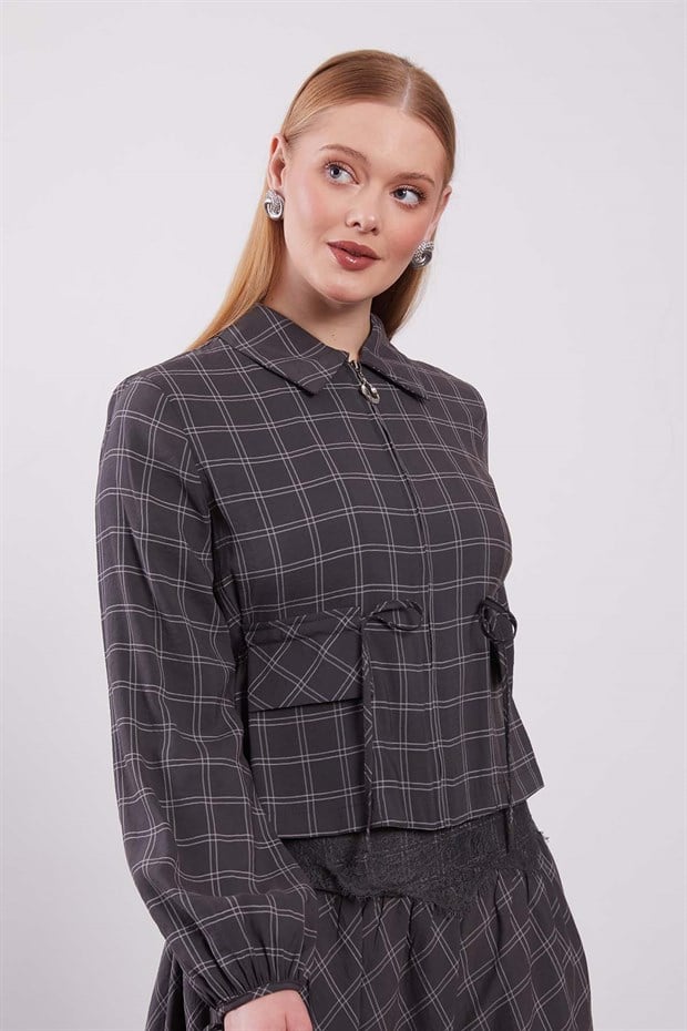 Siyah Bel Dantel Detaylı Etek Takım