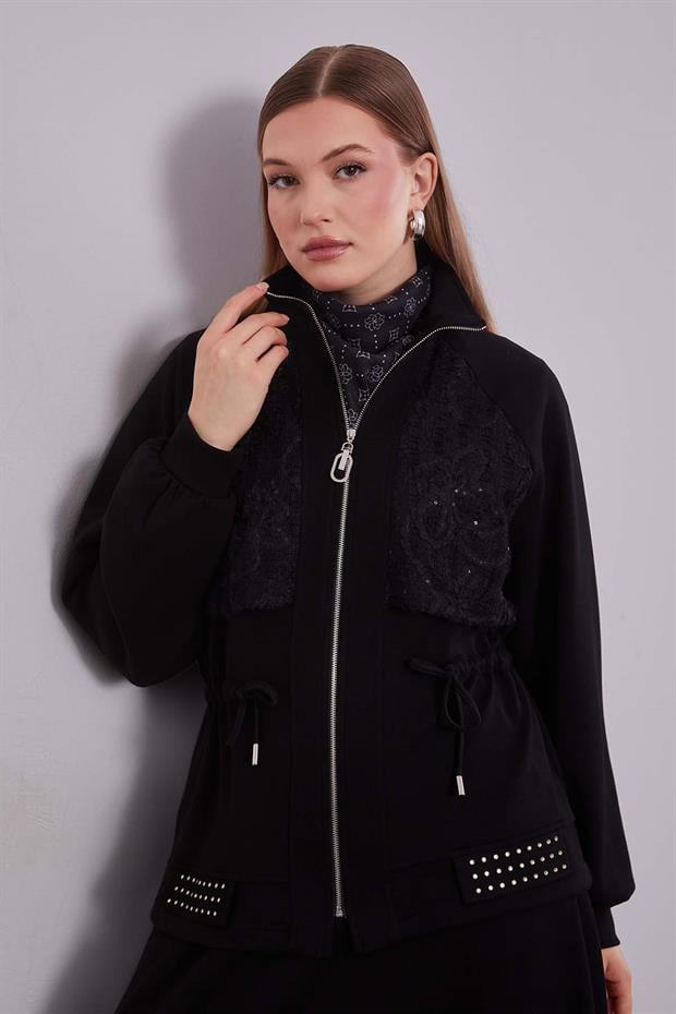 Siyah Belden Bağlamalı Etek Takım