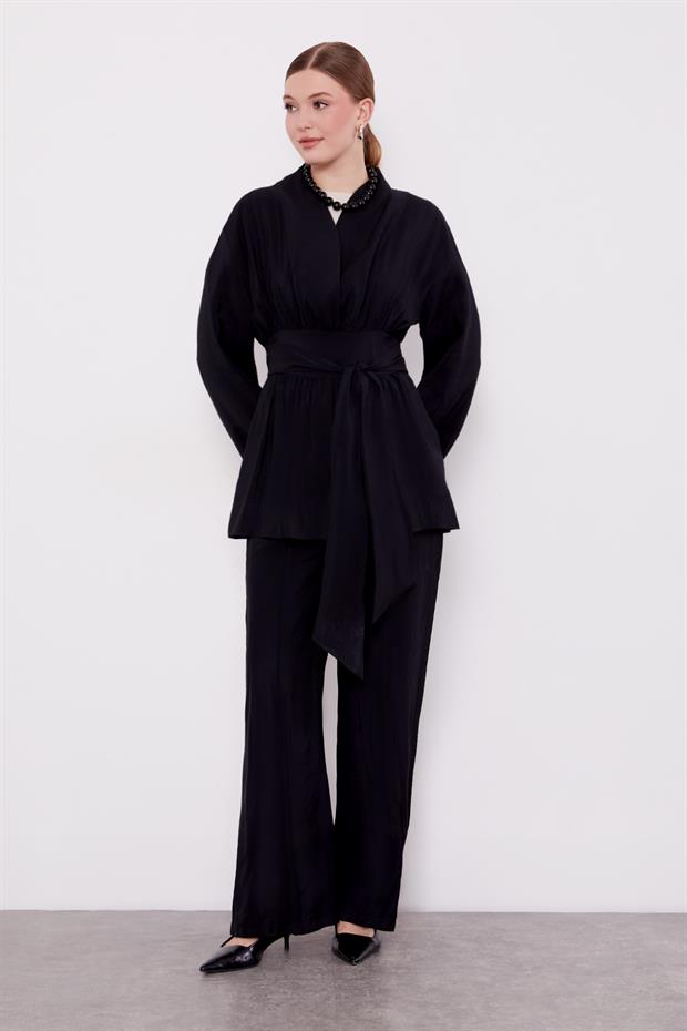 Siyah Belden Kuşaklı İkili Takım