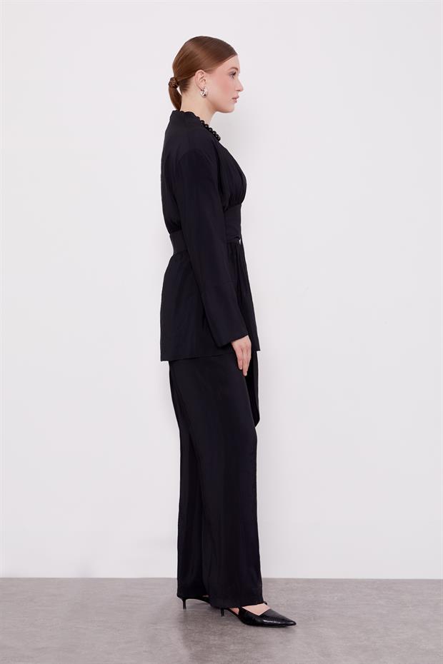 Siyah Belden Kuşaklı İkili Takım